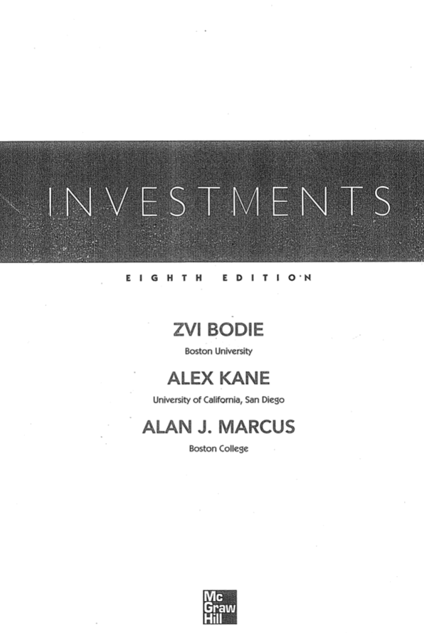 Bodie, Kane, Marcus INVESTMENTS 8th edition book